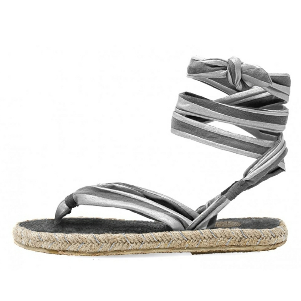 NEW Nalho Womem 9.5 Yoga Mat Sandals Gladiator Ankle Wrap Gold Tan Flat Comfort